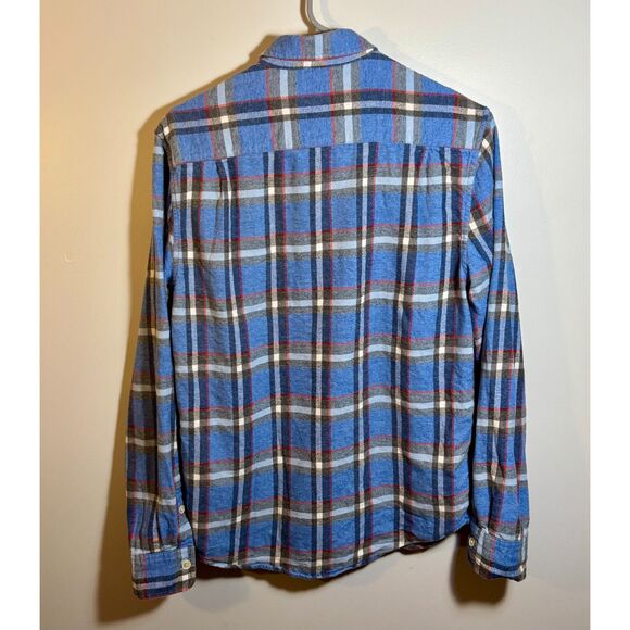 Lucky Brand Men’s Small Flannel Shirt – Blue Gray Red Plaid Long Sleeve Button - Picture 5 of 5